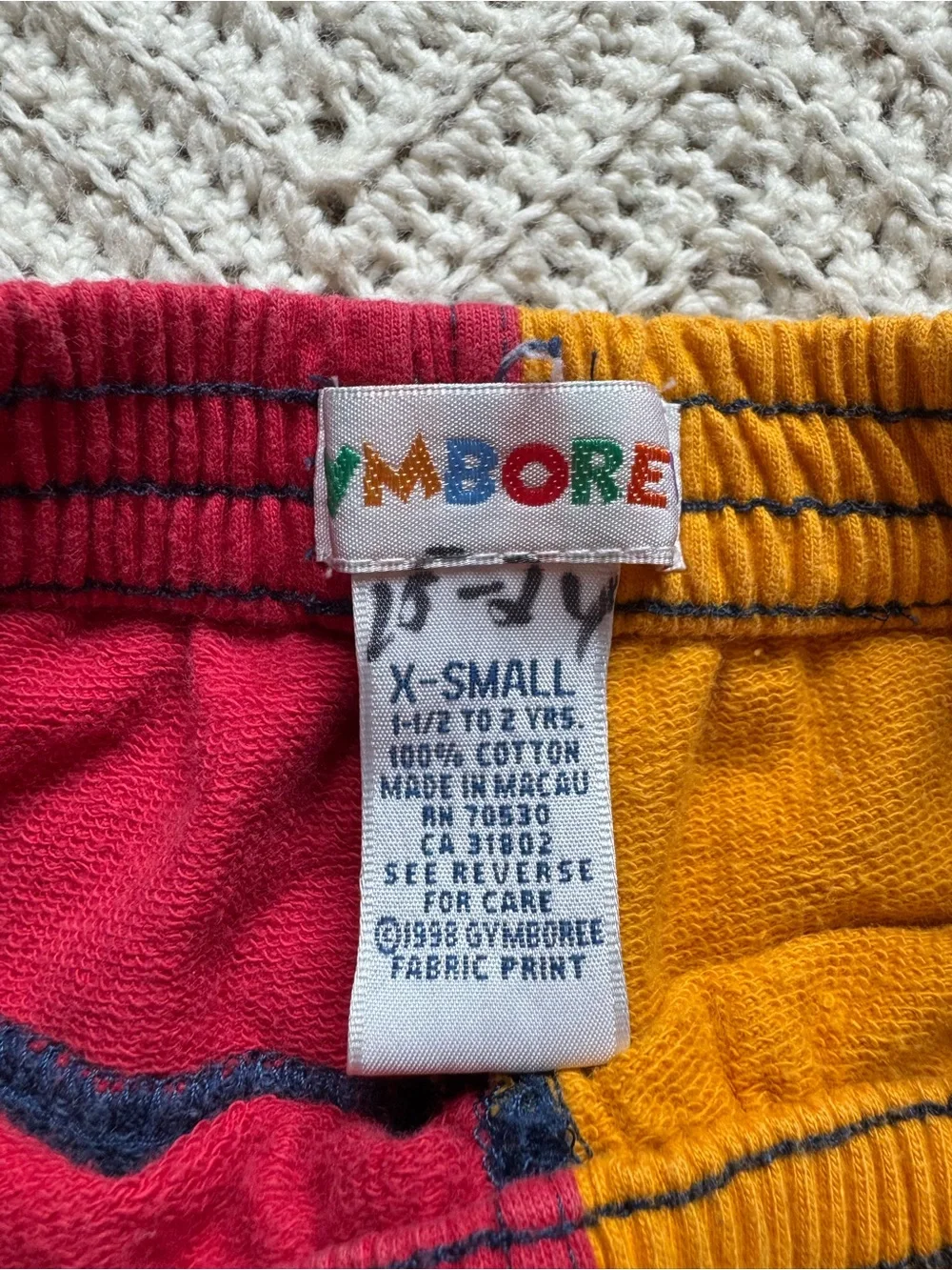 90’s Gymboree Rainbow Tag Vintage Color Block Shorts 18-24 mos Primary Colors